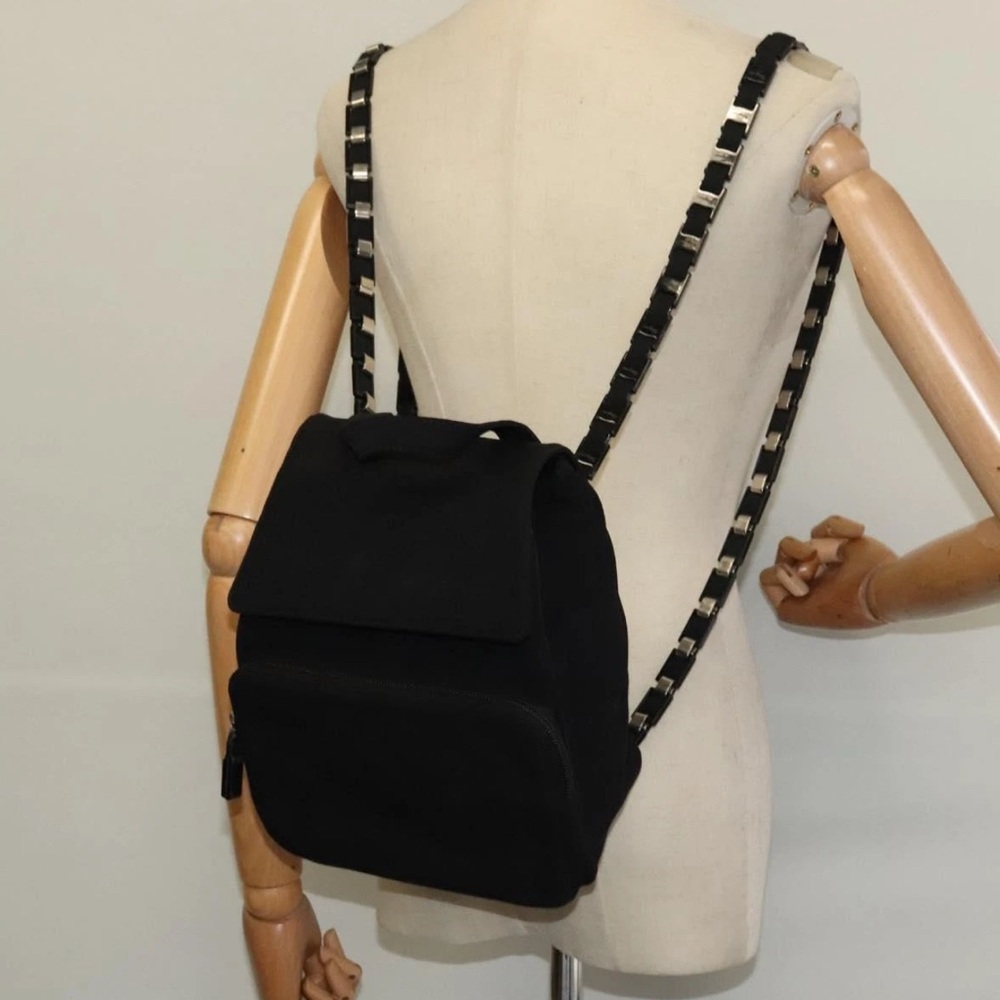 EUC Authentic Salvatore Ferragamo Nylon Vara Chain Black Backpack